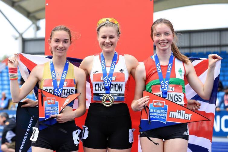 Gracie Griffiths (left) on the podium